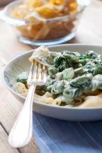 Makaron z bobem i ricottą